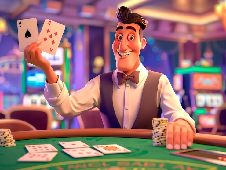 Live-dealer studio with professional blackjack table and multiple camera angles